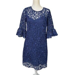 Boden Blue Lace Dress With Slip Navy Blue Size 8R